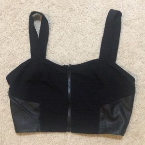 Black leather crop top